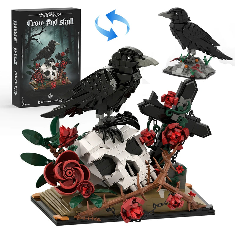 Raven Skull & Roses Building Block Set